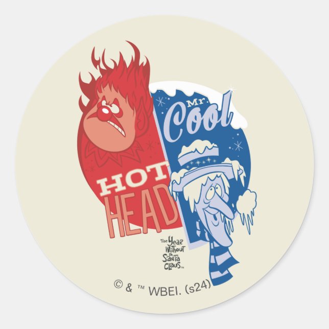 Heat Miser Hot Head & Snow Miser Mr. Cool Classic Round Sticker (Front)