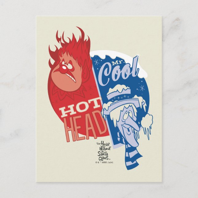 Heat Miser Hot Head & Snow Miser Mr. Cool Holiday Postcard (Front)