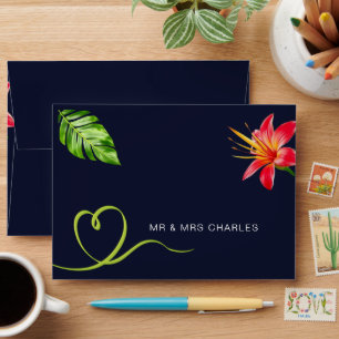 Heat & Tropical Leaves and Flowers Envelope