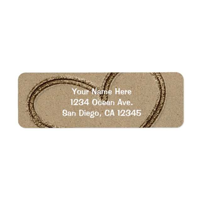 Heat Writing in Sand Wedding Love Address Label (Front)