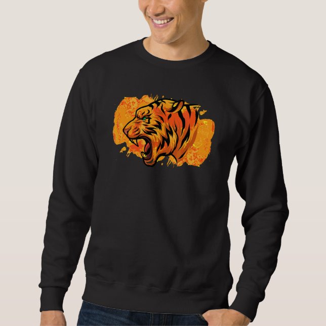 Heated Tiger Head Abstract Colourful Tiger Artwork Sweatshirt (Front)