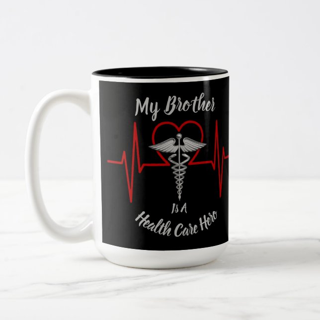 Heath Care Hero Brother Two-Tone Coffee Mug (Left)