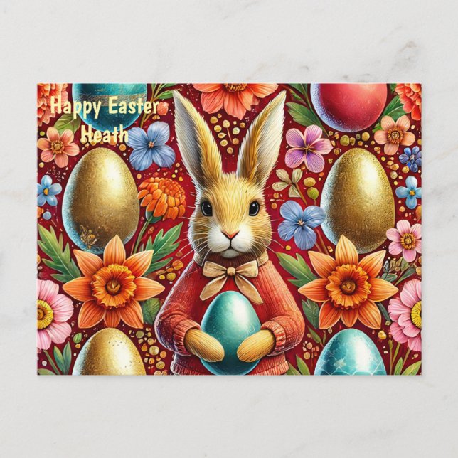 HEATH ~ HAPPY EASTER BUNNY GREETING ~  HOLIDAY POSTCARD (Front)