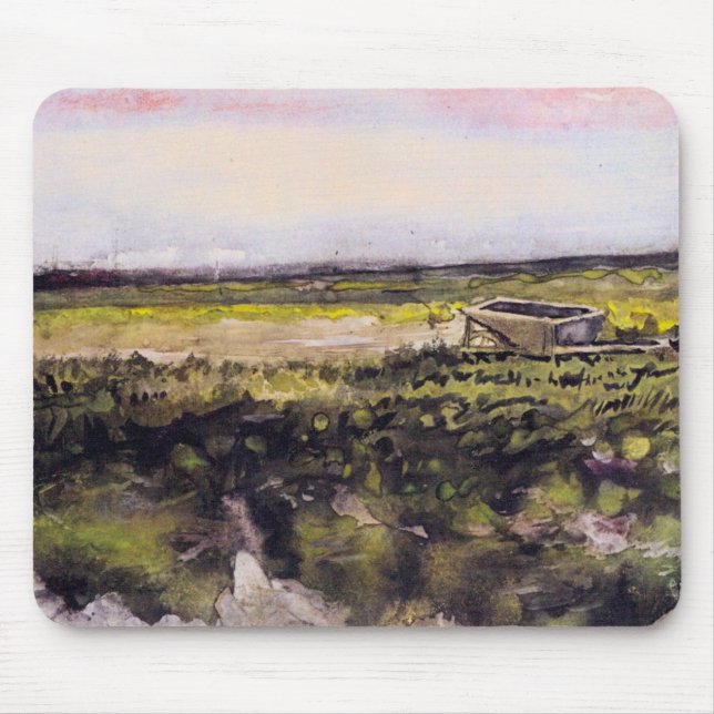 Heath with a Wheelbarrow by Vincent van Gogh Mouse Pad (Front)