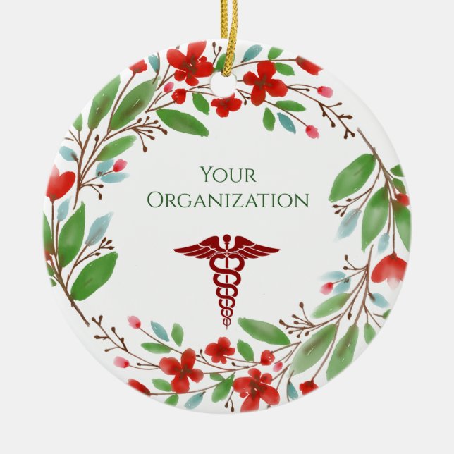 Heathcare Hospital Custom Holiday  Ceramic Tree Decoration (Front)