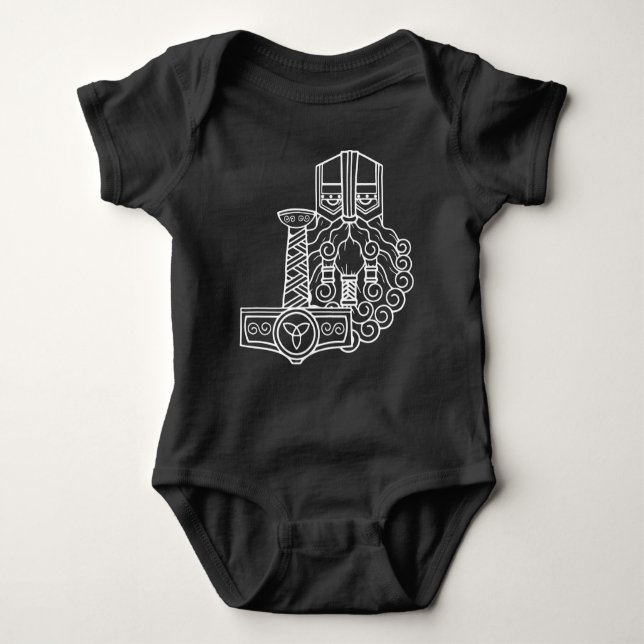 Heathen Norse Pagan Asatru Viking Thor Black Baby Bodysuit (Front)
