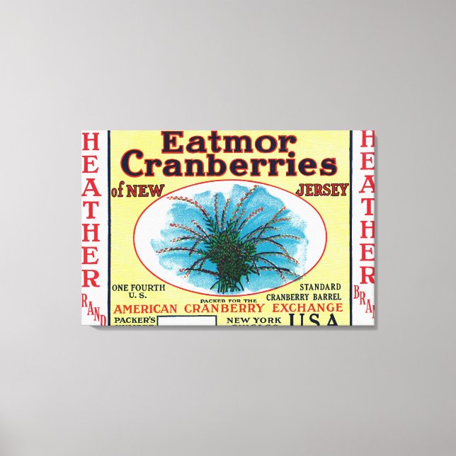 Heather Eatmor Cranberries Brand Label Canvas Print (Front)