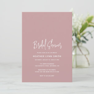 Heather Elegant Dusty Rose Modern Bridal Shower Invitation