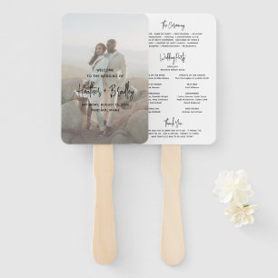 Heather Elegant Minimal Modern Wedding Program Hand Fan