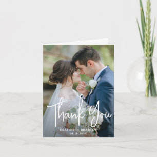 Heather Elegant Minimal Modern Wedding Thank You Card