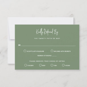 Heather Elegant Sage Green Minimal Modern Wedding RSVP Card
