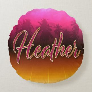 Heather First Name golden pink cushion