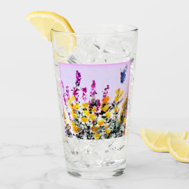 Heather Gorse Floral Butterfly Personalised Glass (Front Ice)