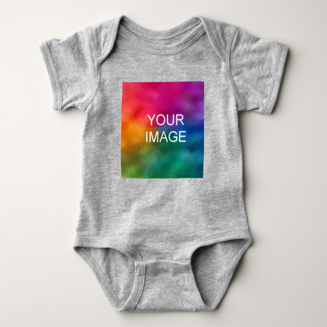 Heather Grey Colour Template Add Image Photo Baby Bodysuit (Front)