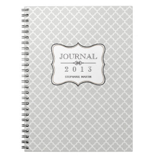 Heather grey Moroccan tile personalised journal