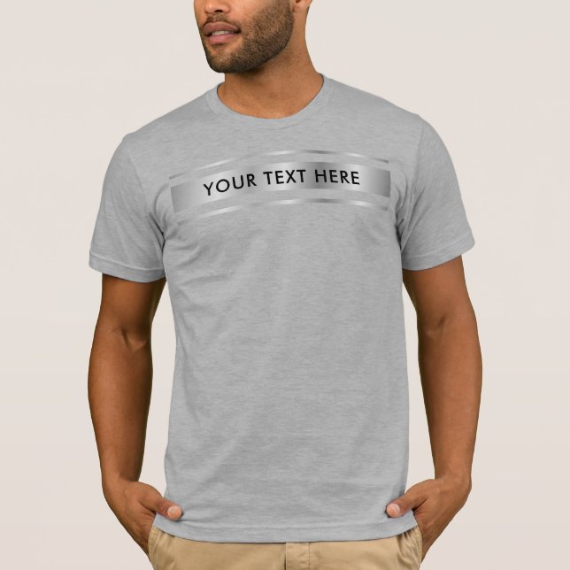 Heather Grey Silver Look Template Personalised T-Shirt (Front)