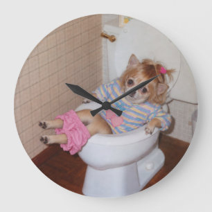 Heather-Lynn’s Retro Chihuahua Potty Triumph Large Clock