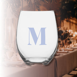 Heather Modern Monogram Initial Letter Stemless Wine Glass