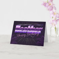 Heather name first name lilac retro card birthday