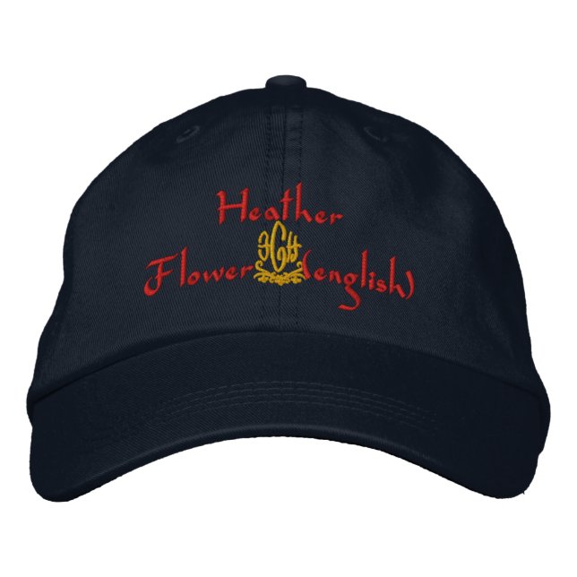 Heather Name With English Meaning Navy Embroidered Hat (Front)