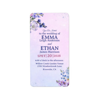 heather periwinkle plum lavender blue Wedding Label