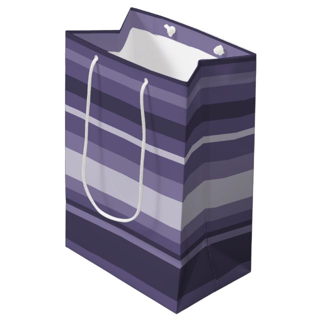 Heather purple stripes medium gift bag (Front Angled)