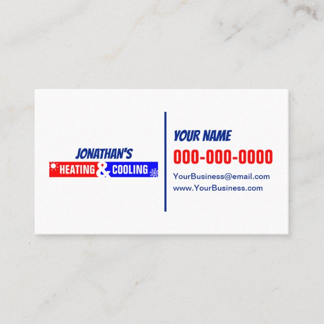 Heating and Cooling Double Sided Business Card (Front)