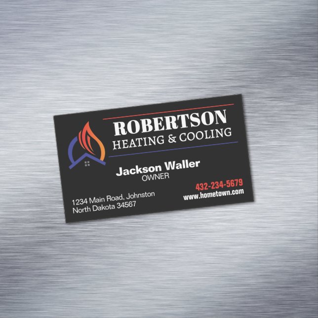 Heating and Cooling HVAC Magnetic Business Card (In Situ)