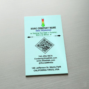 Heating and Cooling (QR Code, Logo & Slogan) HVAC Magnetic Business Card