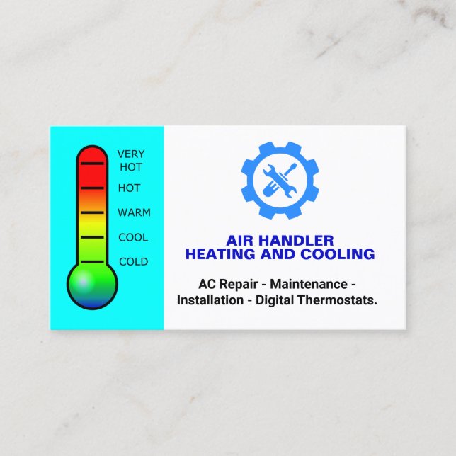 Heating and Cooling (Repair Services) HVAC  Business Card (Front)