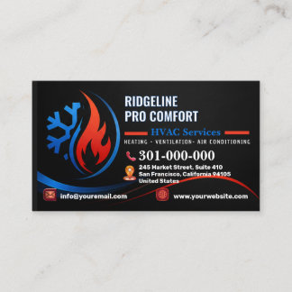 Heating and Cooling Services (HV AC) | Custom HVAC Business Card