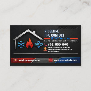 Heating and Cooling Services (HV AC)   Custom HVAC Business Card