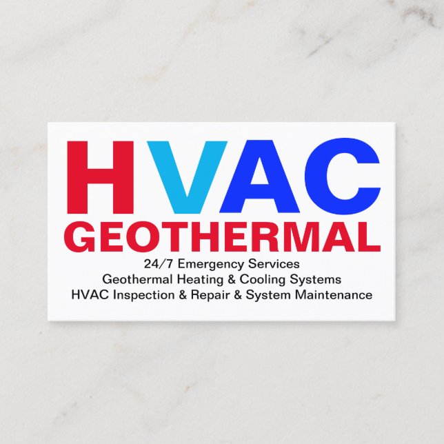 Heating and Cooling Systems - Geothermal HVAC Business Card (Front)