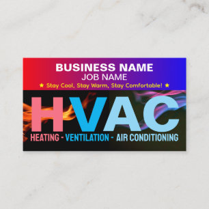 Heating & Cooling & AC Services   HVAC Slogan Business Card