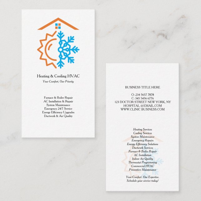 Heating Cooling Experts HVAC Business Card (Front/Back)