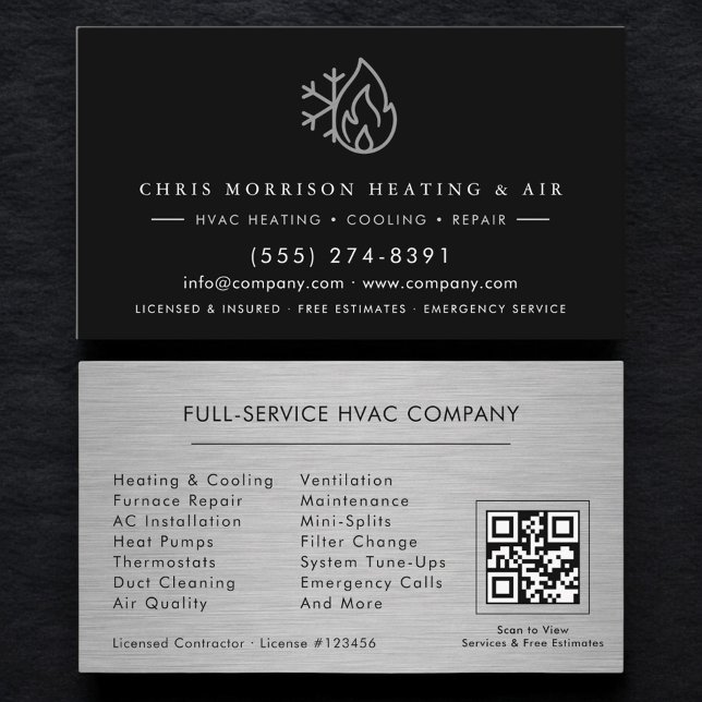 Heating & Cooling Repair Technician QR Code Business Card (Creator Uploaded)
