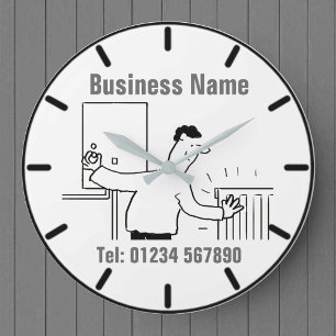 Heating & Plumbing Services Cartoon Large Clock