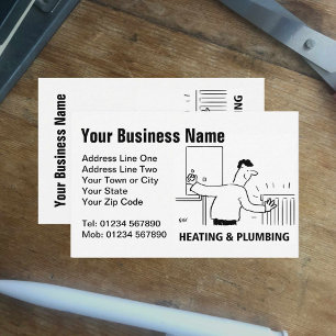 Heating Services Cartoon Business Card
