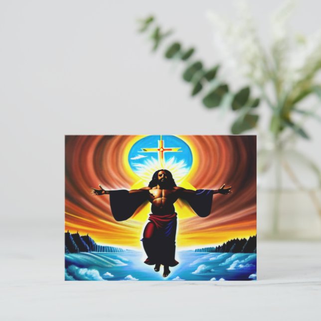 Heaven and Earth Black Christian Art Postcard (Standing Front)