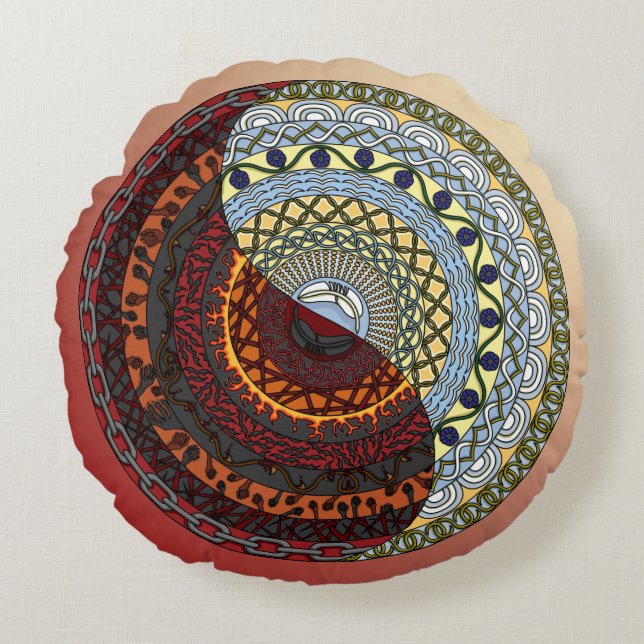 Heaven and Hell Round Pillow (Front)