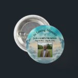 Heaven Angels Celebration Of Life Photo  3 Cm Round Badge<br><div class="desc">An elegant funeral memorial celebration of life design with 1 special photo,  serene clouds and angels.</div>