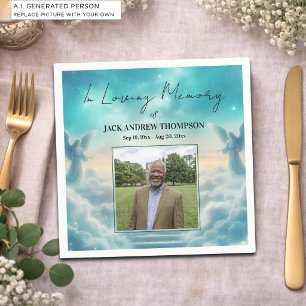 Heaven Angels Celebration Of Life Photo Napkin