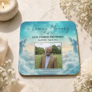 Heaven Angels Celebration Of Life Photo  Square Paper Coaster