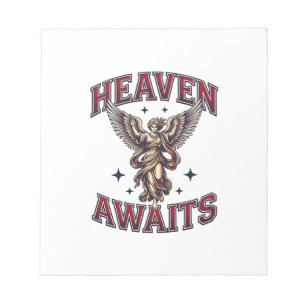 Heaven Awaits Gothic Angel Vintage Engraving Shirt Notepad
