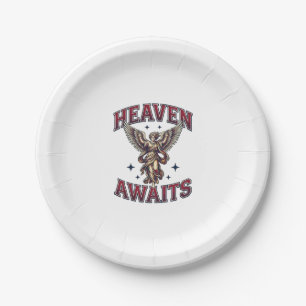 Heaven Awaits Gothic Angel Vintage Engraving Shirt Paper Plate