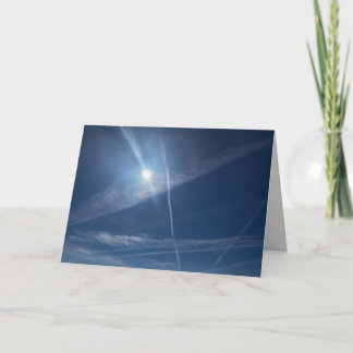 Heaven blue sky sunburst universe card in blue oil