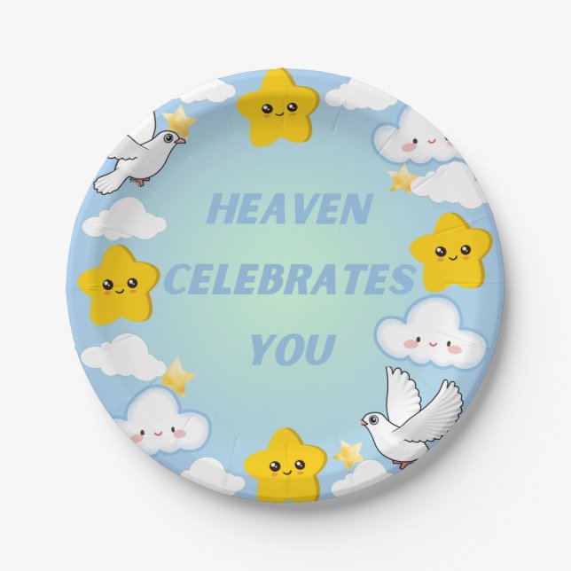 Heaven Celebrates You Christian Paper Plate (Front)