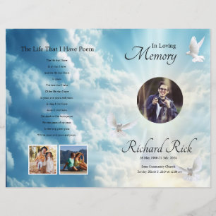 Heaven Dove Funeral Program Template