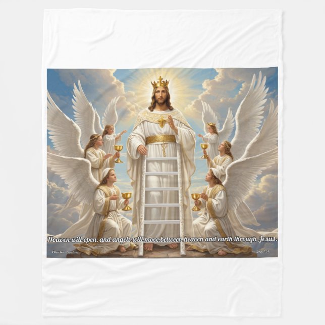 Heaven & Earth– John 1:51 Large Christian Blanket (Front)