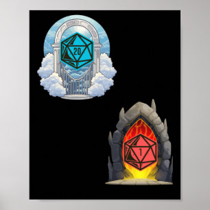 Heaven Hell D20 Fortune Misfortune Sticker  Poster